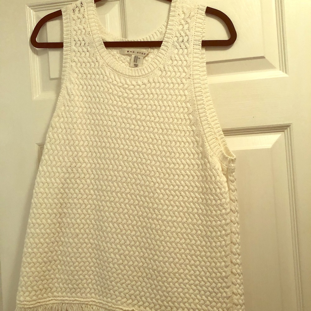 White sleeveless top